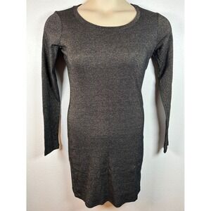 Nation LTD Womens Dress Medium Metallic Black Gold Sparkle Long Sleeve Knit